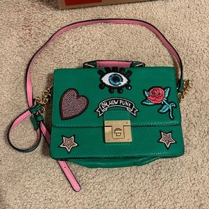 Also Pink & Green Patch purse